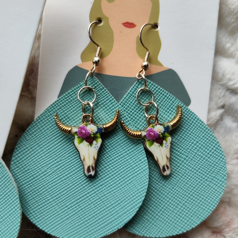 Longhorn & Leather Earrings
